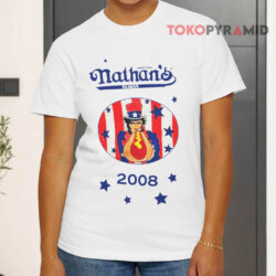 Vintage 2008 Nathan's Hot Dog Contest Tour White T shirt