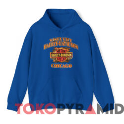 Vintage 2018 Windy City Harley Davidson Chicago T shirt Blue Hoodie