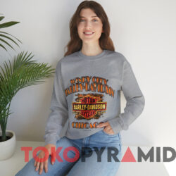 Vintage 2018 Windy City Harley Davidson Chicago T shirt Grey Sweatshirt