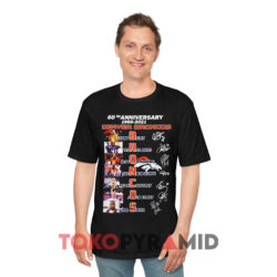 Vintage 60th Anniversary Denver Broncos 1960 2020 Black T shirt