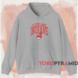 Vintage 80s Cleveland Indians Logo Shirt Grey Hoodie