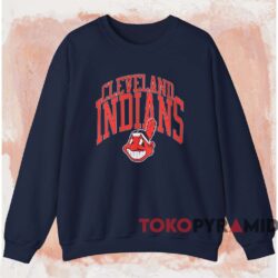 Vintage 80s Cleveland Indians Logo Shirt Navy Sweatshirt