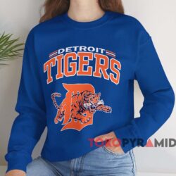 Vintage 80s Detroit Tigers Mascot Tiger Shirt 4 Vintage 80s Detroit Tigers Mascot Tiger Shirt Blue Sweatshirt