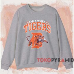Vintage 80s Detroit Tigers Mascot Tiger Shirt 3 Vintage 80s Detroit Tigers Mascot Tiger Shirt Grey Sweatshirt