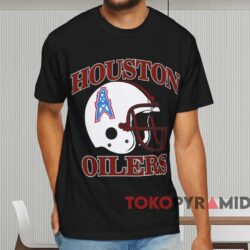 Vintage 80s Houston Oilers Helmet T shirt Black T shirt