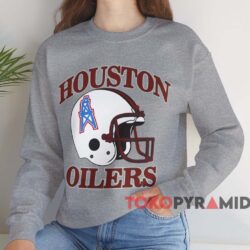 Vintage 80s Houston Oilers Helmet T shirt Grey Sweatshirt