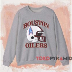 Vintage 80s Houston Oilers Helmet T shirt Grey Sweatshirt