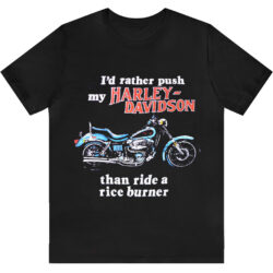 Vintage 80s I'd Rather Push My Harley Davidson T-shirt 5 Vintage 80s Id Rather Push My Harley Davidson T shirt