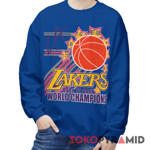 Vintage 80s Los Angeles Lakers Back To Back World Champions Sweatshirt