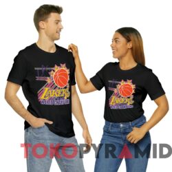 Vintage 80s Los Angeles Lakers Back To Back World Champions Tee Black T shirt