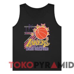 Vintage 80s Los Angeles Lakers Back To Back World Champions Tee Black Tanktop