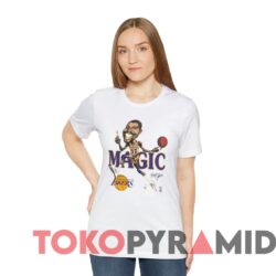 Vintage 80s Los Angeles Lakers Magic Johnson Caricature Tee White T shirt