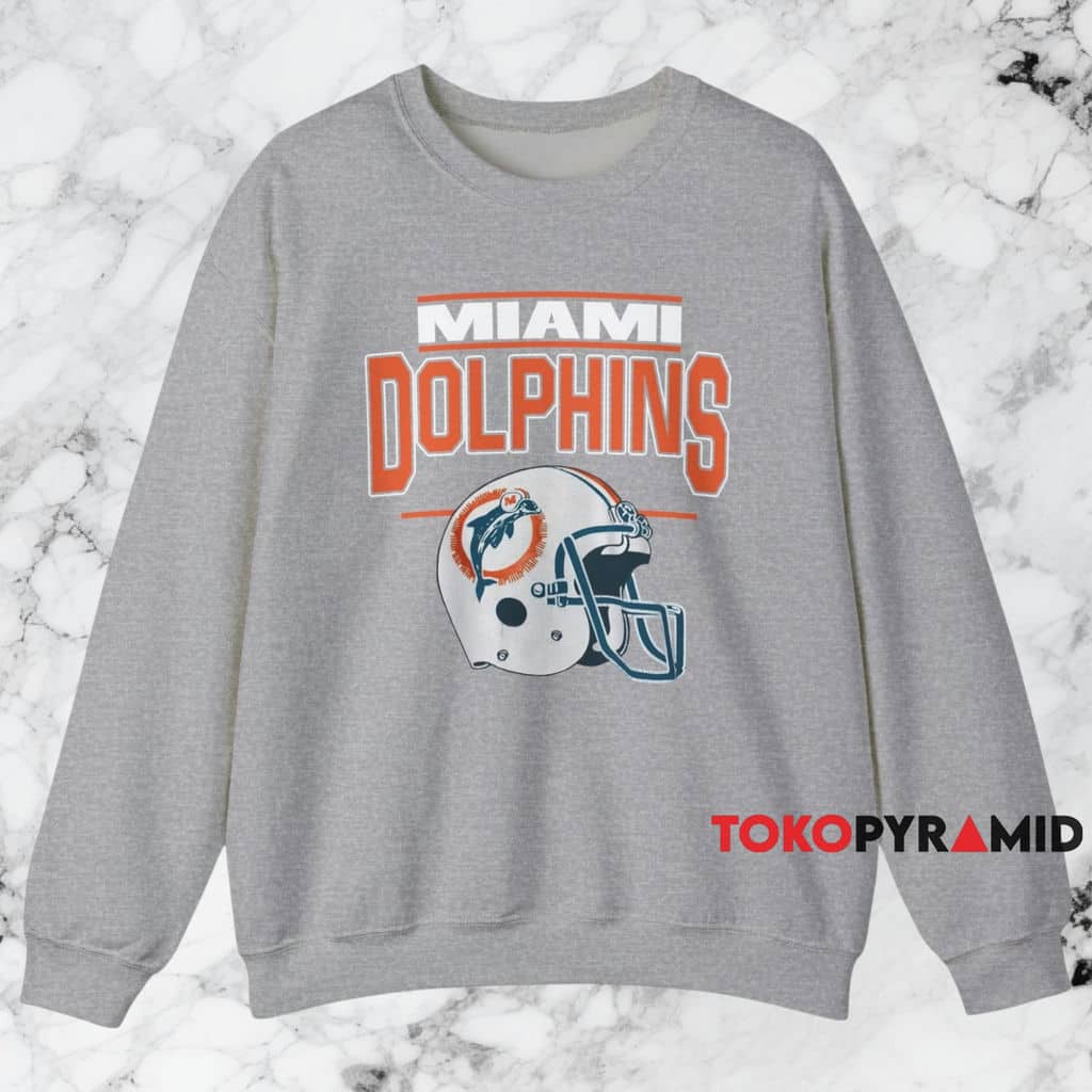 Vintage 80s Miami Dolphins Helmet Shirt Grey Sweatshirt Vintage 80s Miami Dolphins Helmet Shirt Grey Sweatshirt