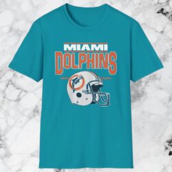 Vintage 80s Miami Dolphins Helmet Shirt Tropical Blue T shirt