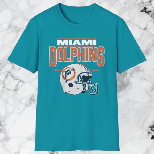 Vintage 80s Miami Dolphins Helmet Shirt Tropical Blue T shirt Vintage 80s Miami Dolphins Helmet Shirt Tropical Blue T shirt