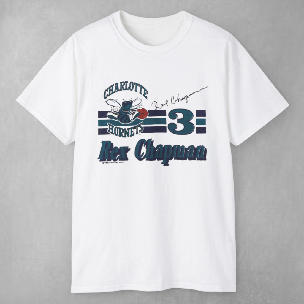 Vintage 80s Nutmeg Nba Charlotte Hornets Rex Chapman T shirt Vintage 80s Nutmeg Nba Charlotte Hornets Rex Chapman T shirt