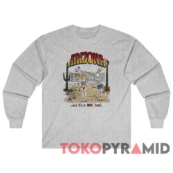 90s Arizona But It’s A Dry Heat Cartoon Desert Volleyball Skeletons 3 Vintage 90s Arizona But It’s A Dry Heat Cartoon Desert Volleyball Skeletons Heather Long sleeved T shirt