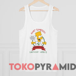 Vintage 90s Bart Simpson Earth Day T-shirt 4 Vintage 90s Bart Simpson Earth Day T shirt White TankTop