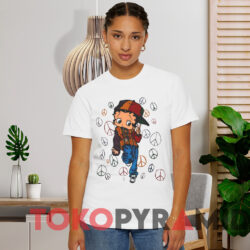 Vintage 90s Betty Boop Peace Sign Hip Hop Double sided T shirt White T shirt