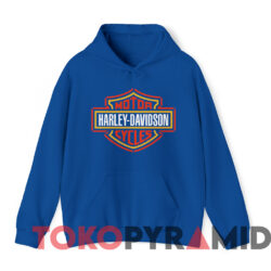 Vintage 90s Harley Davidson Big Logo T shirt Blue Hoodie
