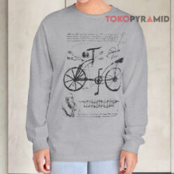 Vintage 90s Leonardo Da Vinci Vitruvian Man Bicycle Sketch Drawing Anatomy Long sleeved