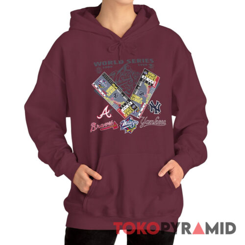 Vintage 90s MLB World Series Atlanta Braves Vs New York Yankees 1999 Baseball Hoodie Vintage 90s MLB World Series Atlanta Braves Vs New York Yankees 1999 Baseball Hoodie