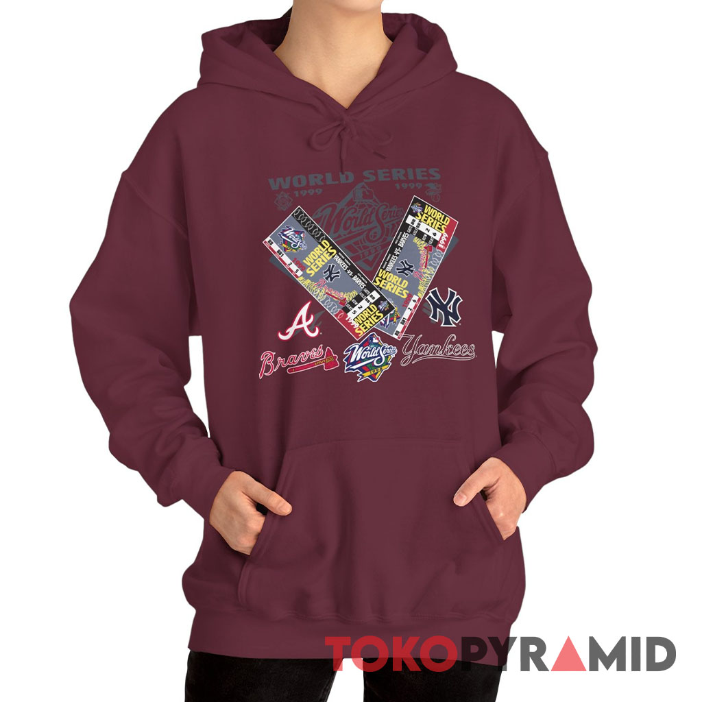 Vintage 90s MLB World Series Atlanta Braves Vs New York Yankees 1999 Baseball Hoodie Vintage 90s MLB World Series Atlanta Braves Vs New York Yankees 1999 Baseball Hoodie