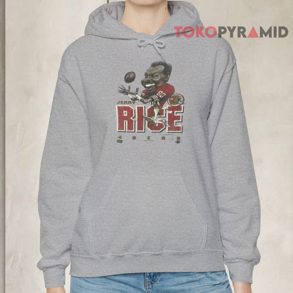 Vintage 90s NFL Jerry Rice 49ERS Caricature Hoodie Vintage 90s NFL Jerry Rice 49ERS Caricature Hoodie
