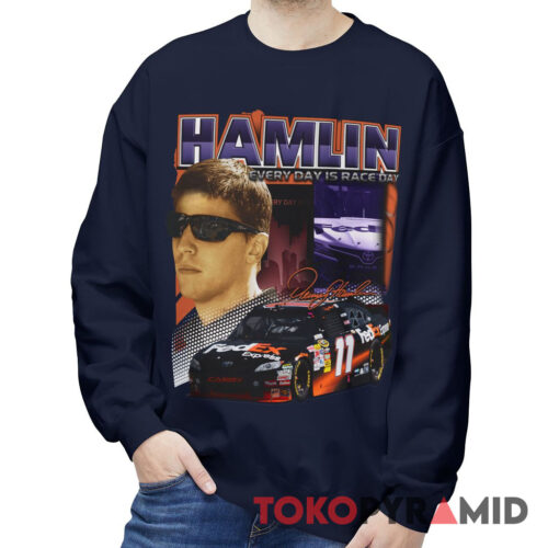 Vintage 90s Nascar Denny Hamlin FedEx Every Day Is Race Day Sweatshirt