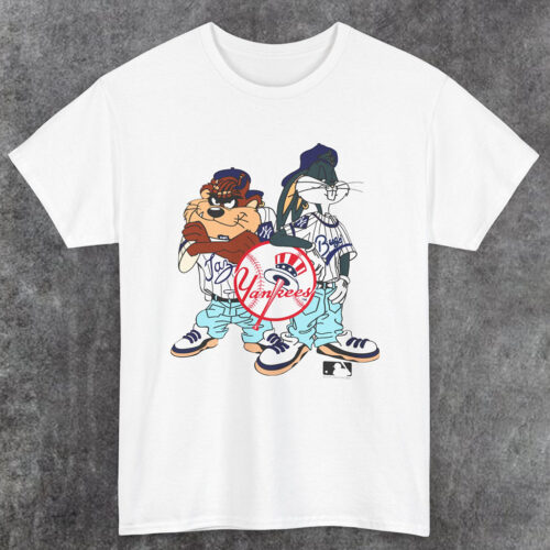 Vintage 90s New York Yankees Taz Bugs Bunny T-shirt Looney Tunes
