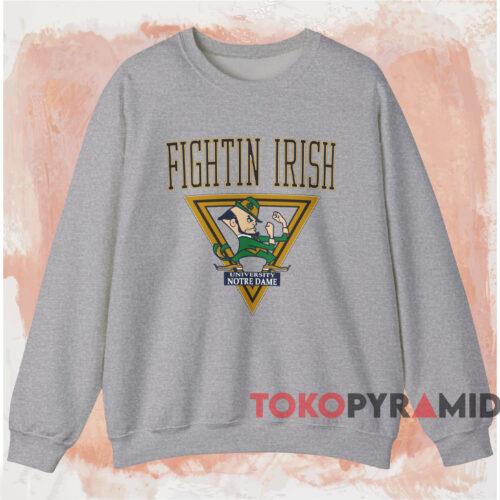 Vintage 90s Notre Dame Fighting Irish Shirt Grey Sweatshirt