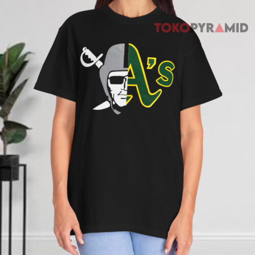 Vintage 90s Oakland Athletics Oakland Raiders Black T shirt