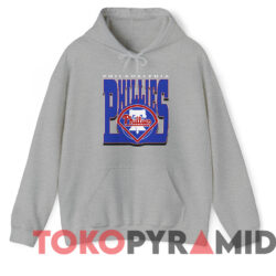 Vintage 90s Philadelphia Phillies Logo T shirt Grey Hoodie