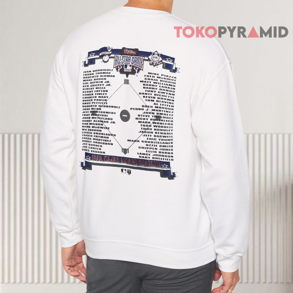 Vintage All Star Game 1996 MLB Caricature Sweatshirt Back Vintage All Star Game 1996 MLB Caricature Sweatshirt Back