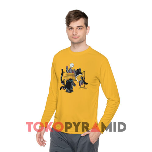 Vintage B Kliban Cats Playing Volleyball Crazy Yellow Long sleeved Vintage B Kliban Cats Playing Volleyball Crazy Yellow Long sleeved