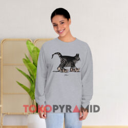 Vintage B Kliban Fat Cat Crazy Sneakers Grey Long sleeved