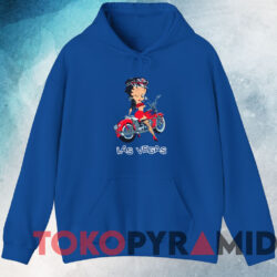 Vintage Betty Boop Biker Las Vegas T shirt Blue Hoodie