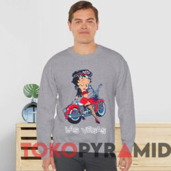 Vintage Betty Boop Biker Las Vegas T shirt Grey Sweatshirt