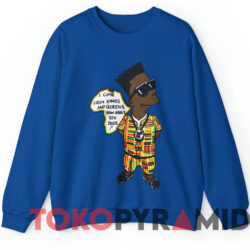 Vintage Black Bart Simpson Africa Single Stitch T shirt Blue Sweatshirt