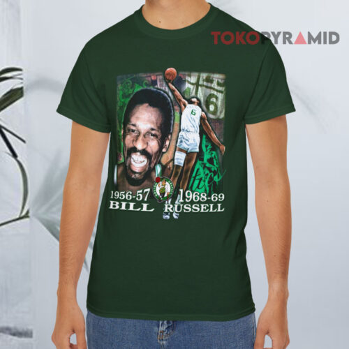Vintage Boston Celtics Bill Russell Green T shirt