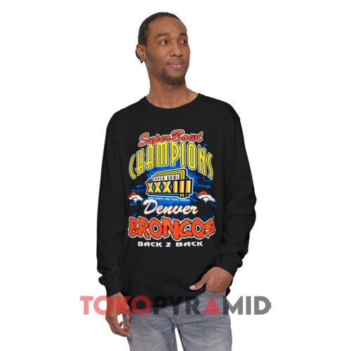 Vintage Broncos Back 2 Back Champs Bowl Black Long sleeved Vintage Broncos Back 2 Back Champs Bowl Black Long sleeved