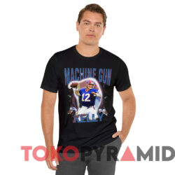 Vintage Buffalo Bills Jim Kelly Machine Gun T shirt Black T shirt