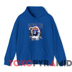 Vintage Buffalo Bills Jim Kelly Machine Gun T-shirt 2 Vintage Buffalo Bills Jim Kelly Machine Gun T shirt Blue Hoodie