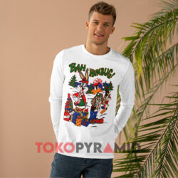 Daffy Duck Bugs Bunny Bah Humbug Christmas Sweatshirt 2 Vintage Bugs Bunny Daffy Duck Christmas White Long sleeved