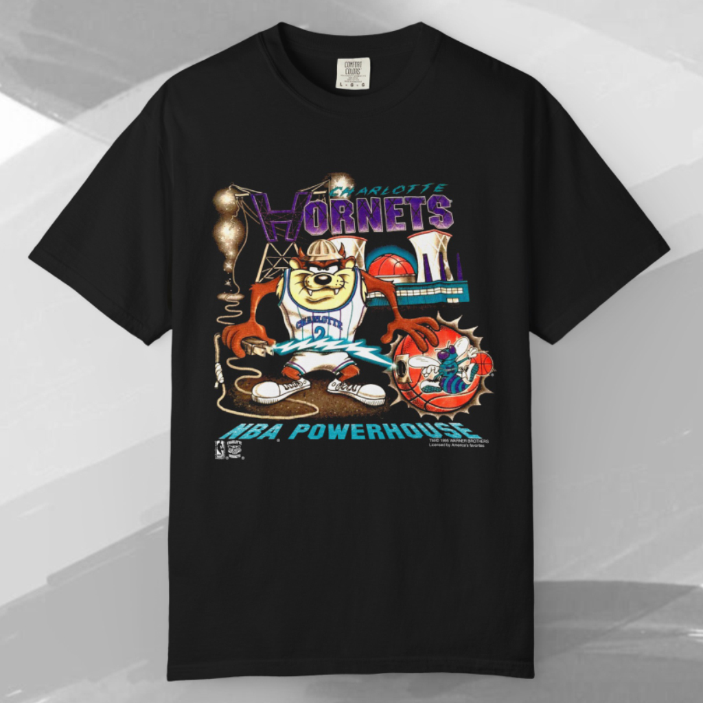 Vintage Charlotte Hornets Nba Taz Powerhouse T shirt Vintage Charlotte Hornets Nba Taz Powerhouse T shirt
