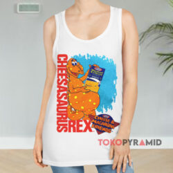 Vintage Cheesasaurus Rex Kraft Mac & Cheese Shirt 2 Vintage Cheesasaurus Rex Kraft Mac & Cheese White Tank Top