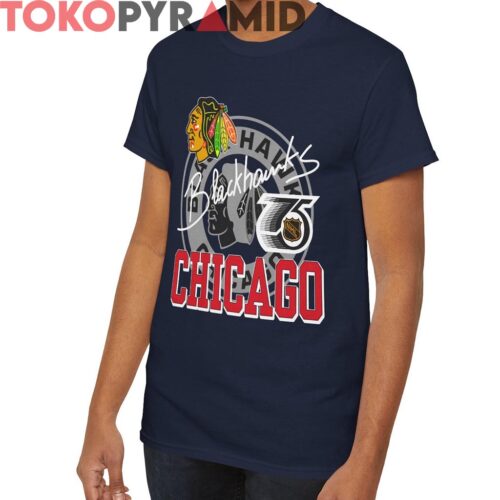 Vintage Chicago Blackhawks 75th NHL Graphic T Shirt