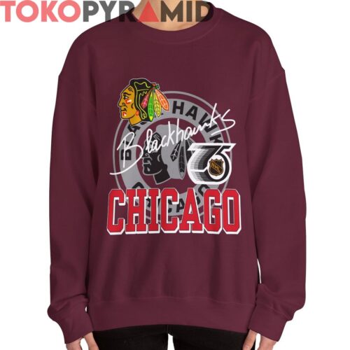 Vintage Chicago Blackhawks 75th NHL Graphic T Shirt