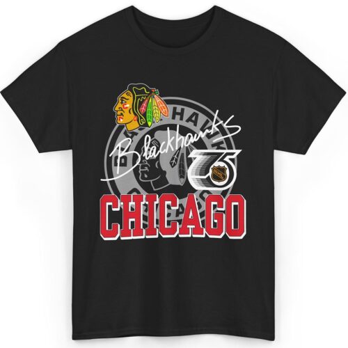 Vintage Chicago Blackhawks 75th NHL Graphic T-Shirt