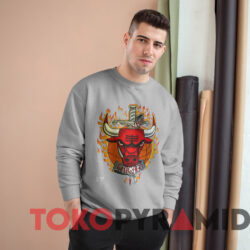 Vintage Chicago Bulls Basketball Fire Nba T shirt Grey Sweatshirt